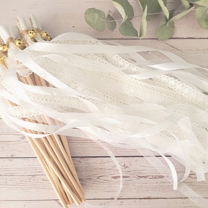 Wedding wands for the wedding in vintage - boho look with 3 ribbons from 10 pieces, wedding wands, lucky wands, magic wands