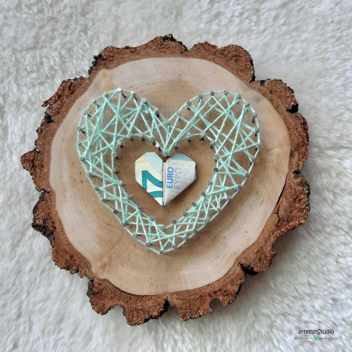 Rustic wedding wooden ring pillow with heart ring holder Etsy