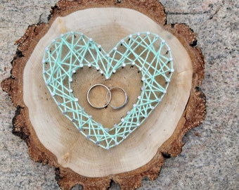 Rustikale Hochzeit Ringkissen aus Holz mit Herz, Ringhalter, Holzscheibe, Geldgeschenk