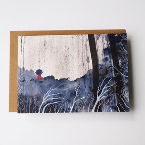Borde de la tarjeta del bosque, ilustración de los niños, arte del paisaje y del paisaje, tarjeta de saludo, regalo de los amantes de la naturaleza