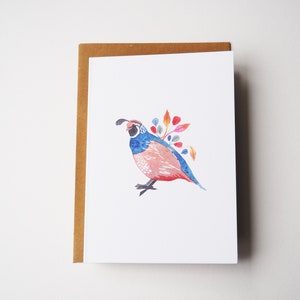 Kwartelkaart, Vogelkunst, Britse Wildlife Illustratie, Wenskaart, Gift van de Minnaars van de Vogel