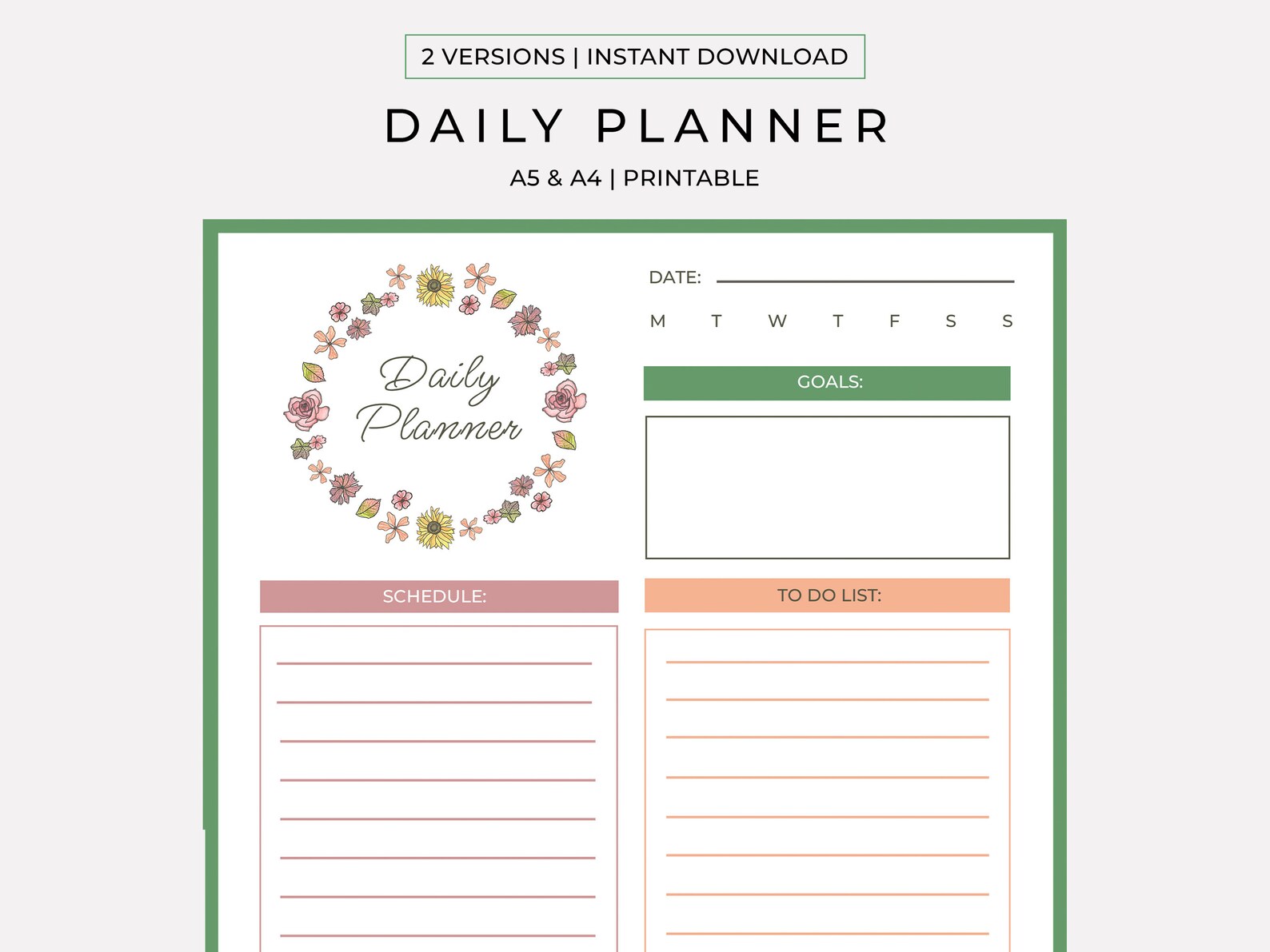 Planner Sheet.pdf Printable Daily Planner, Printable Daily Planner Sheet, PDF Printable ...