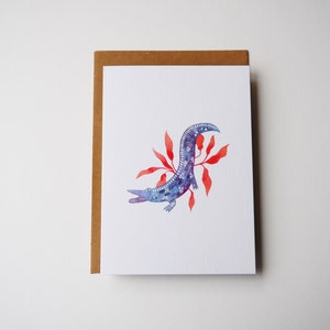 Tarjeta de cocodrilo, ilustración animal, tarjeta de felicitación, regalo de los amantes de la naturaleza