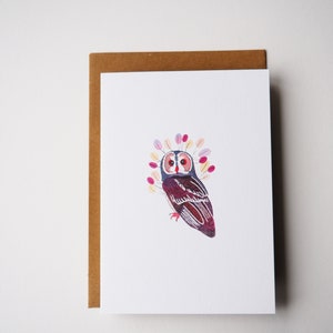 Owl Card, Bird Art, British Wildlife Illustration, Greetings Card, Bird Lovers Gift