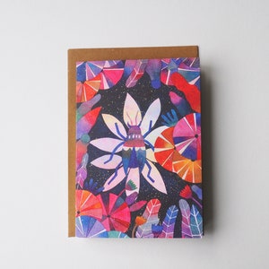 Carte tropicale bleue de coléoptère, illustration d’insecte, art de jungle, carte de voeux, cadeau d’amoureux d’animal