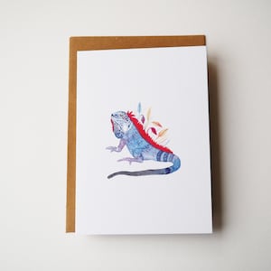 Carte d’iguane, illustration animale, art reptile, carte de voeux, cadeau d’amoureux d’animal familier