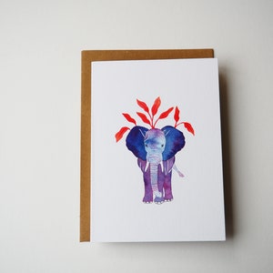 Tarjeta de elefante, ilustración animal, tarjeta de felicitación, regalo de los amantes de la naturaleza