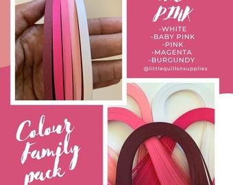 The Pink_ Beautiful paper quilling colour family pack (3mm/5mm) acid free papers