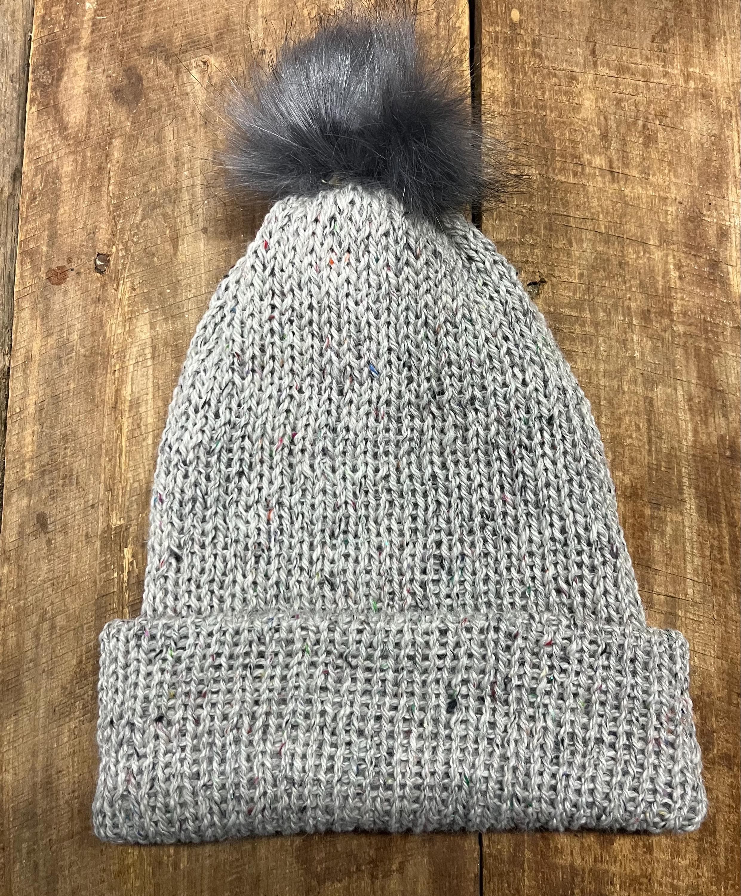 Alpaca Knit Hat With Pom Pom – Gray Speckled Beanie - Etsy display picture 2