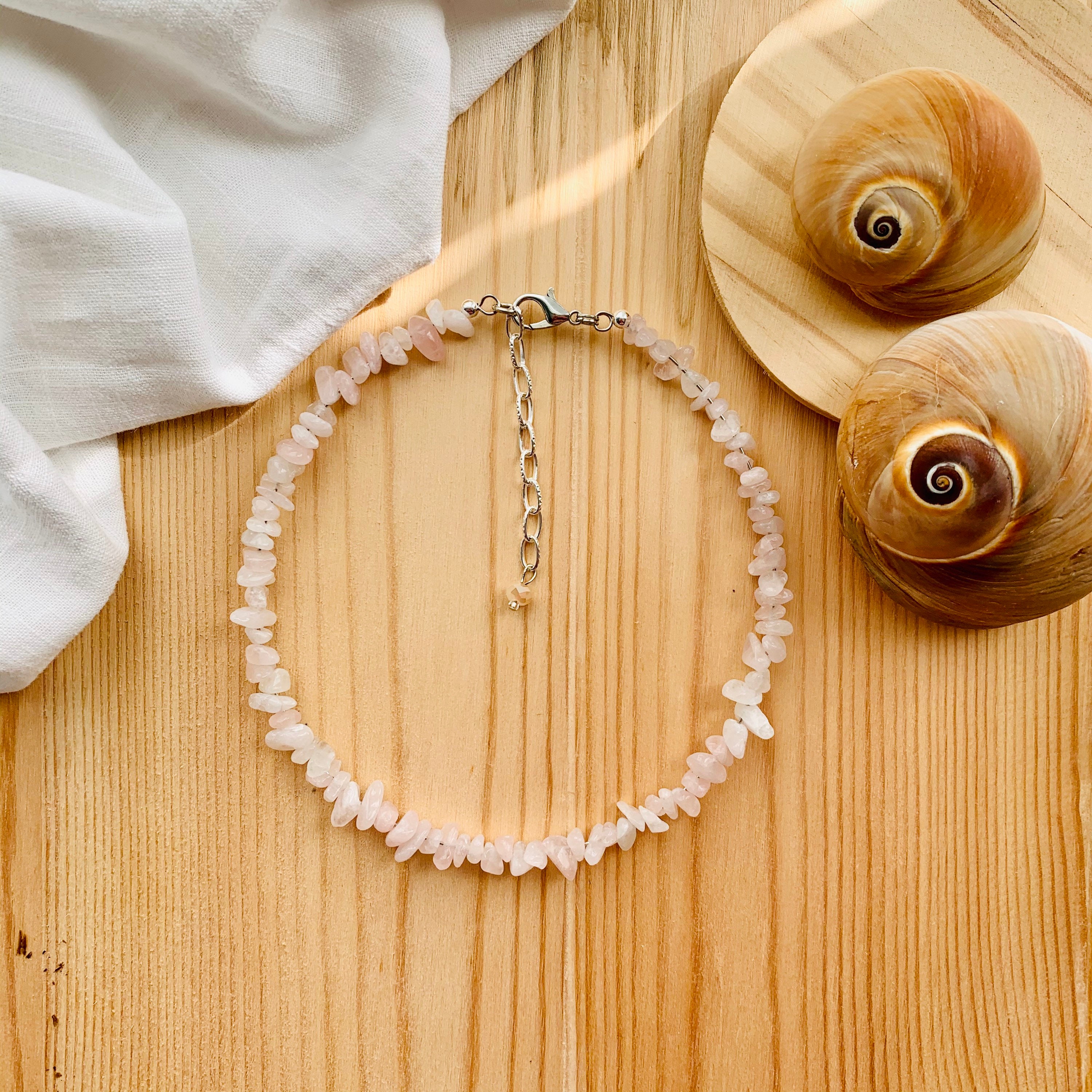 Rose quartz choker necklace Clearance