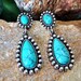 Turquoise water drop earrings, Silver boho turquoise earrings, Western turquoise earrings 