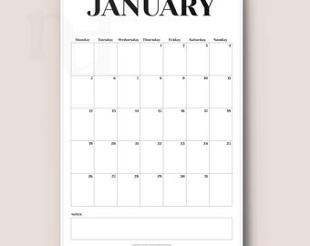 Large 2026 2027 Minimalist Hanging Wall Calendar, Customizable Start Month 2026 Wall Calendar, 8.5x11 in A4 11" x 17" A3 Wall Calendar Bold