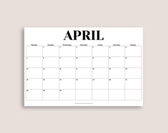 Minimalistische wandkalender 2026: grote horizontale wandkalender 12 x 18, grote opdruk, custom start