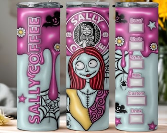 Vaso de Sally, vaso de Jack y Sally, vaso de pesadilla, vaso de 20 oz