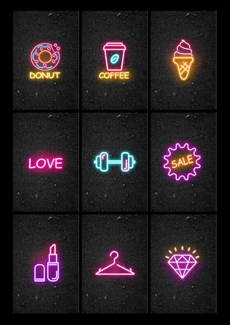 Neon Instagram Story Highlight Covers | Etsy