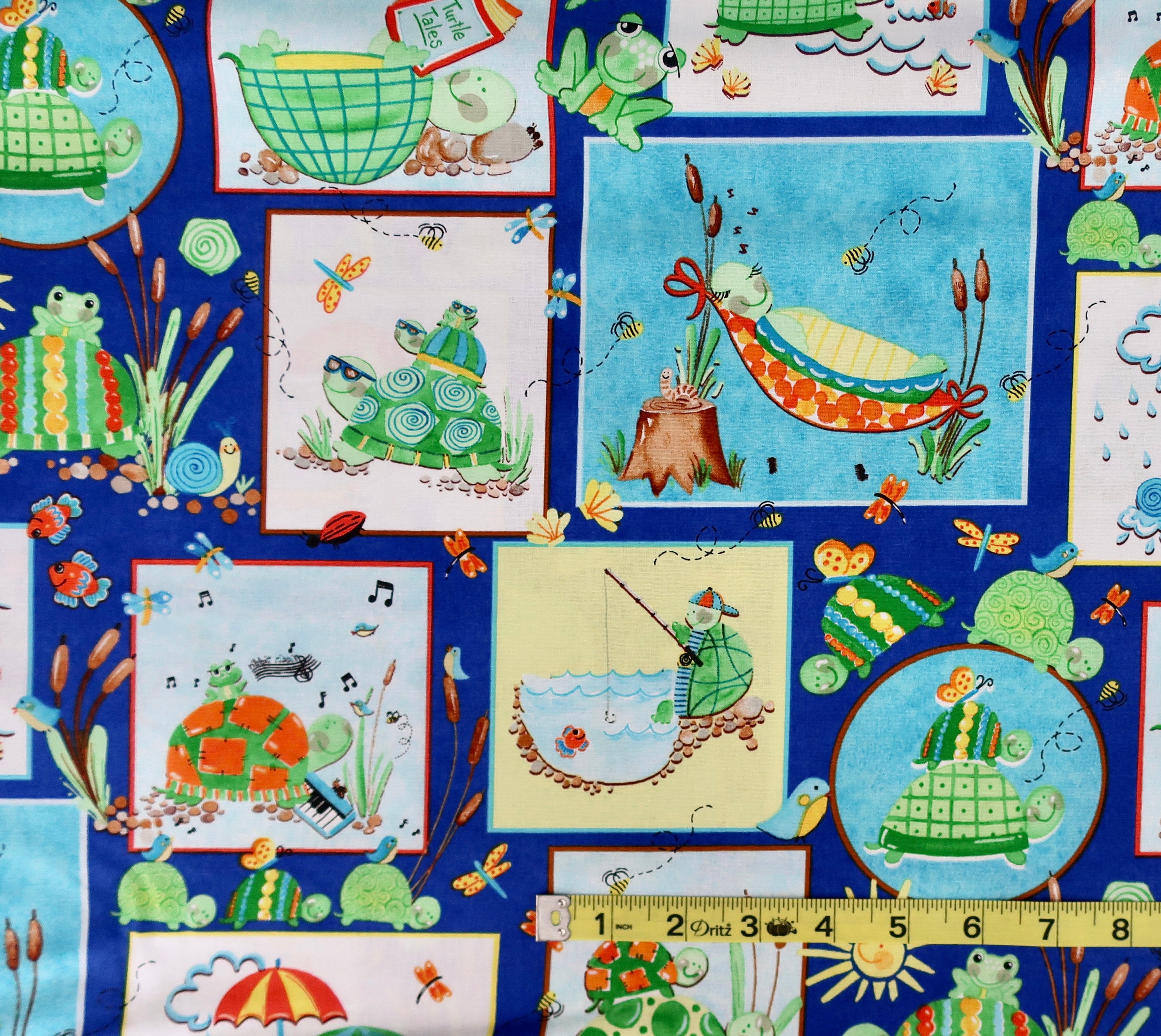 Whimsical Frogs Lily Pads Snails and Turtles Fat Quarter Etsy