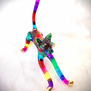 Blown glass colorful cat
