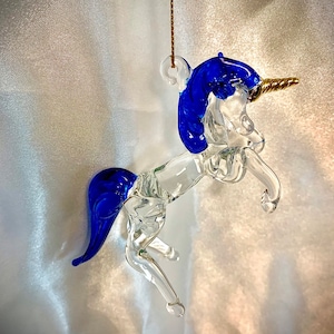 Blown glass unicorn Christmas ornament