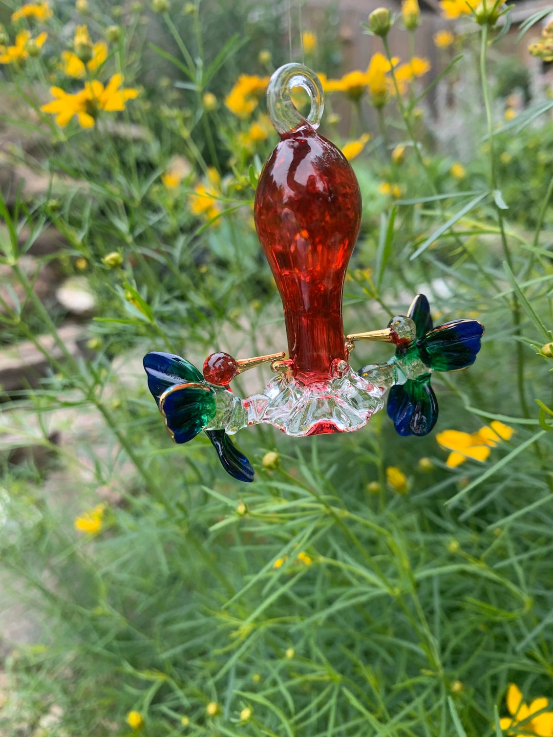 Glass Hummingbird Feeder Ornament Etsy