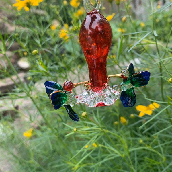 Glazen kolibrie feeder ornament