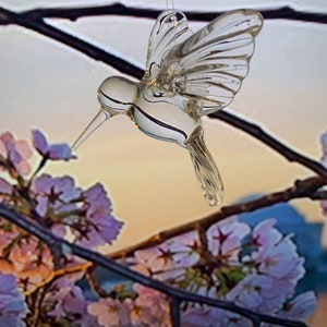 Crystal clear glass hummingbird