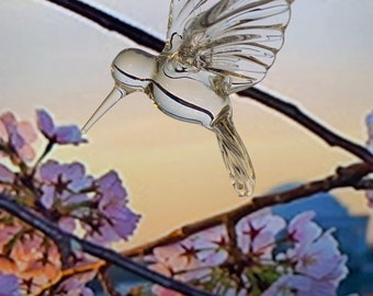 Crystal clear glass hummingbird