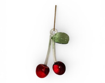 Glass cherry suncatcher ornament