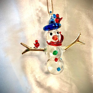 Blown glass snowman ornament