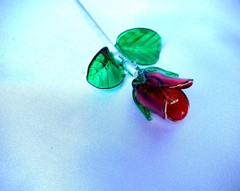 Hand blown glass rose