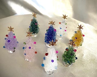 tiny glass Christmas tree