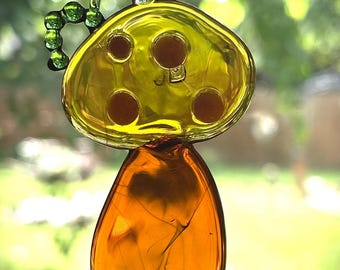 glass mushroom suncatcher ornament