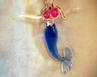 Blown glass mermaid ornament suncatcher