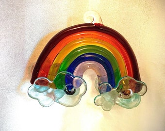 Blown glass rainbow suncatcher ornament