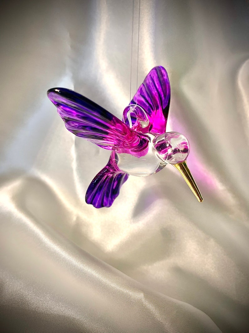 Glass hummingbird suncatcher imagem 1