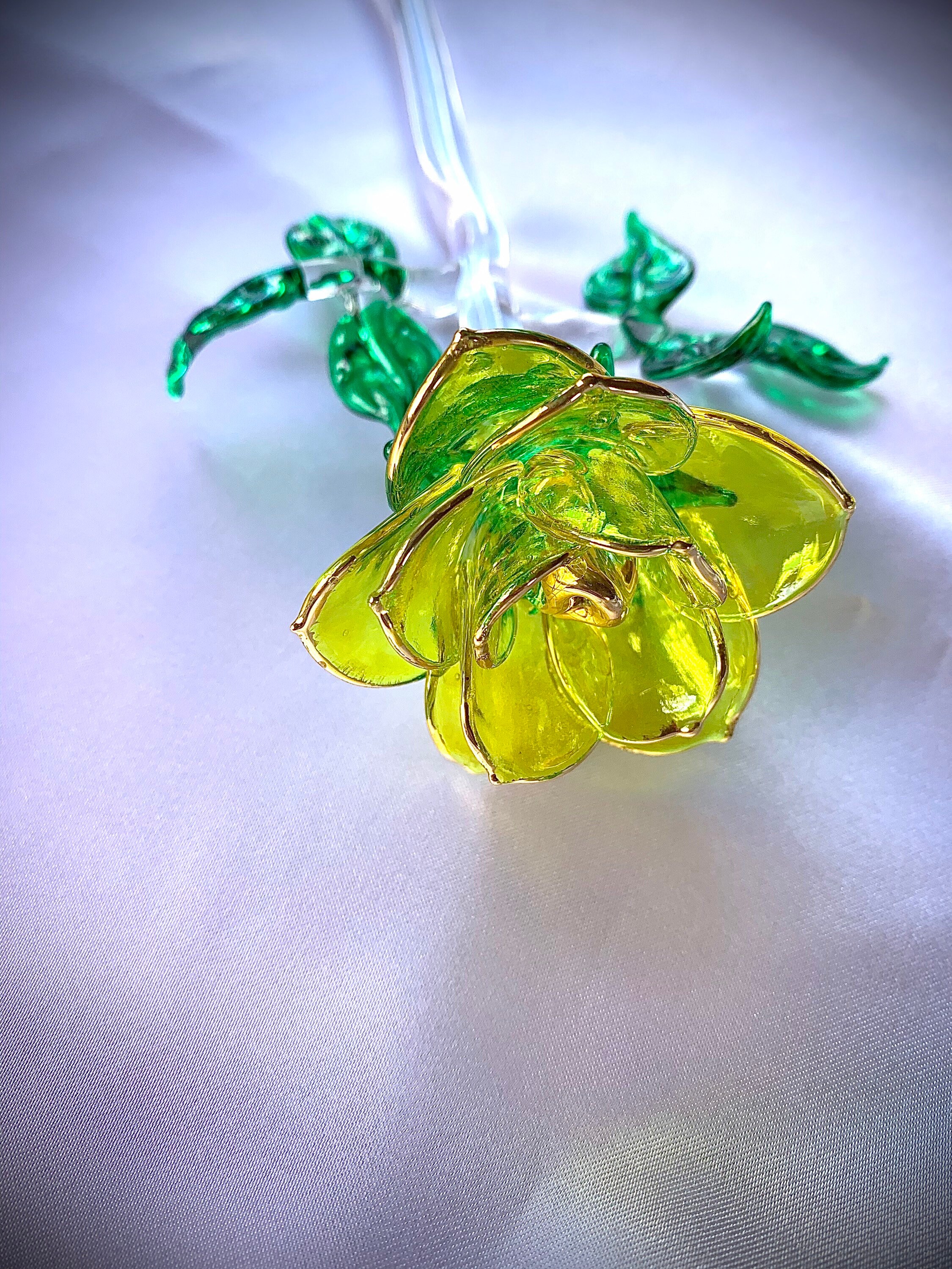 Blown Glass Rose Etsy