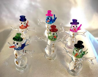 miniature glass snowman