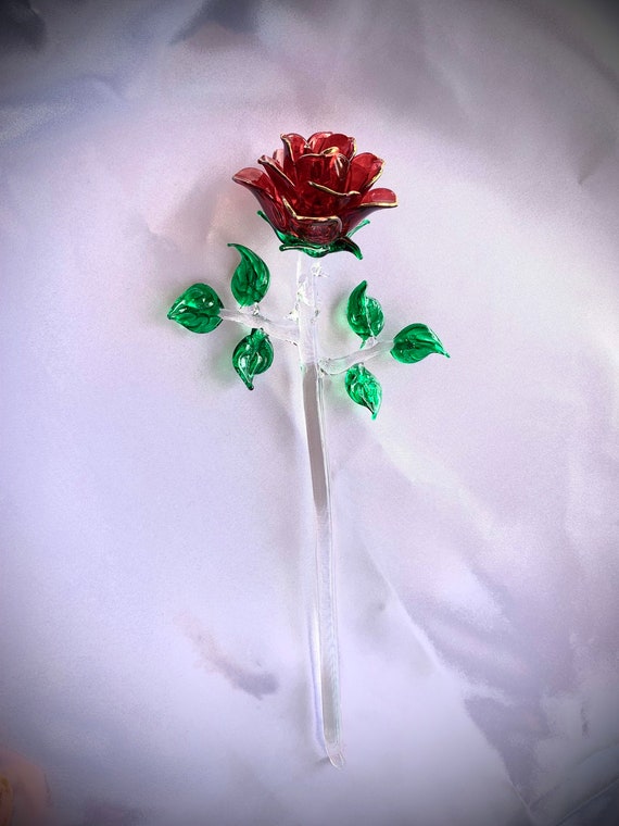 Blown Glass Rose - Etsy Blown Glass Rose - Etsy