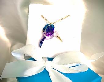 Glass hummingbird necklace