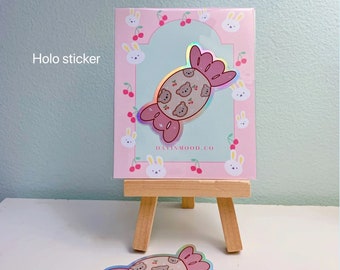 Holo Cute sticker/ scrapbook or laptop/ Ipad sticker/ laptop sticker/waterproof sticker/ pink cute sticker/vinyl sticker/decoration sticker