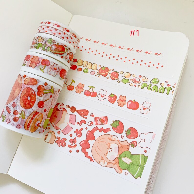 Washi Tape full roll 5 rolls washitape 5m washi tapecut washi tapecartoon washi tapekawaii washi tapebrand washitape