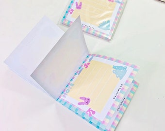 50 feuilles Memo Pad / grille bunny memo pad / To Do List pad / bullet journal / autocollant de planificateur