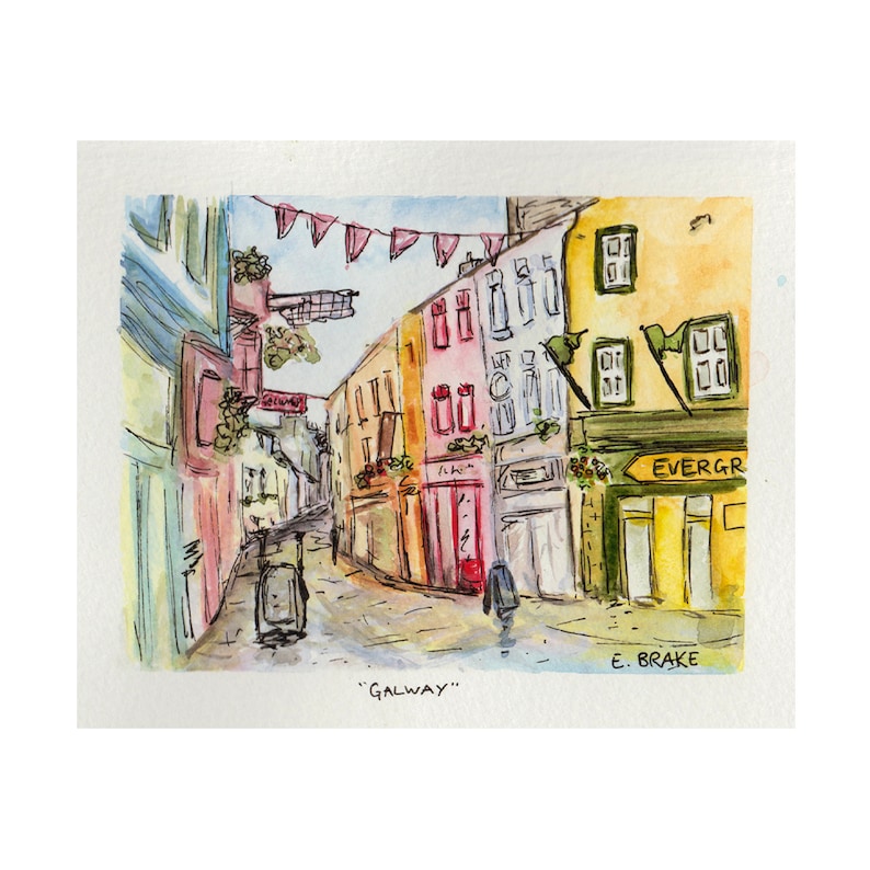 Galway Art Print Watercolour Print Watercolor Art Ireland Etsy