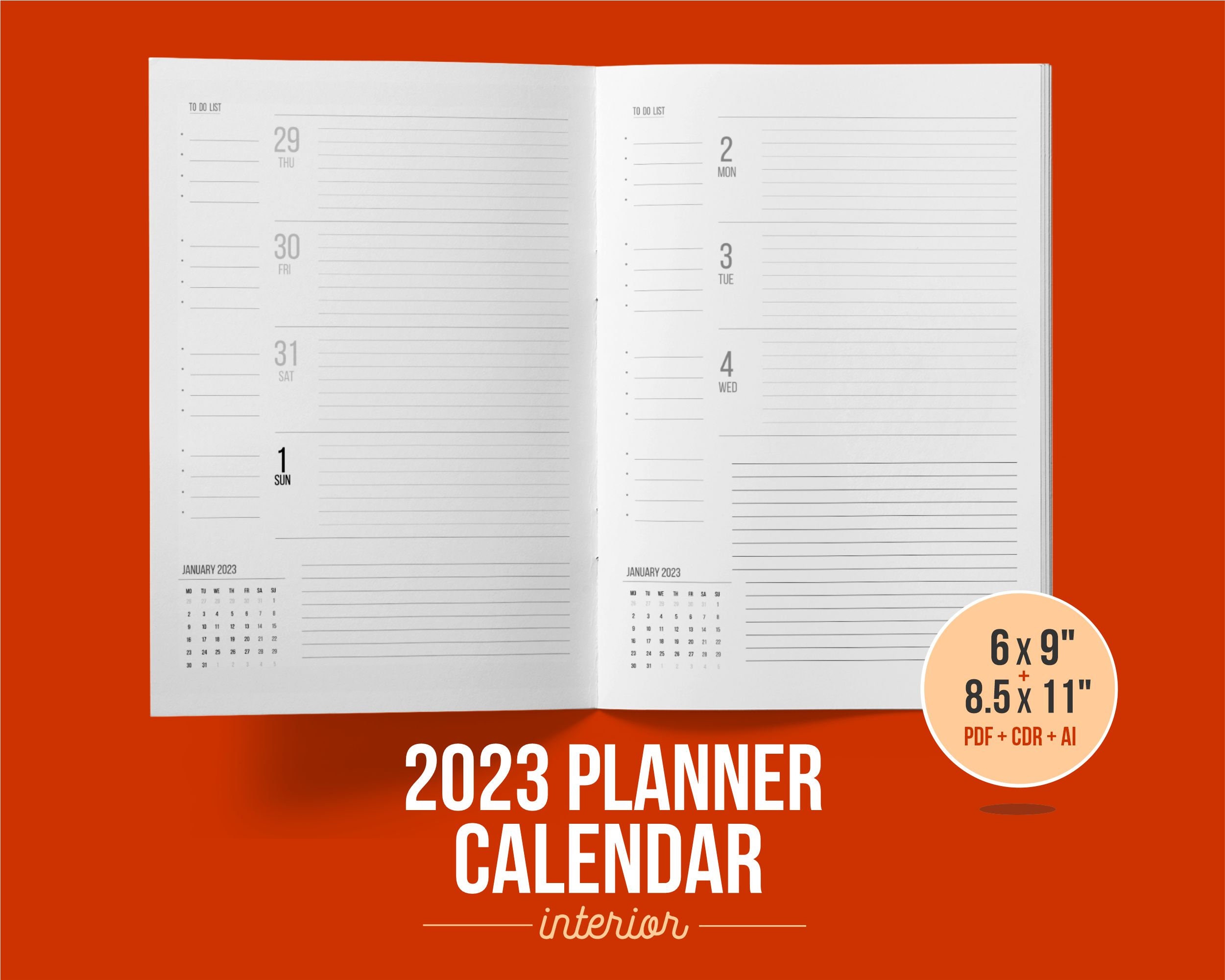 Planner 2023 Calendar KDP Template Amazon 107 Pages With to Do - Etsy