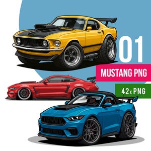 Ford Mustang Clipart PNG, 1969 Classic,Hot Rod Vehicle, Retro Muscle Cars, Digital Download, Sublimation Png, Vintage Old Classic and New