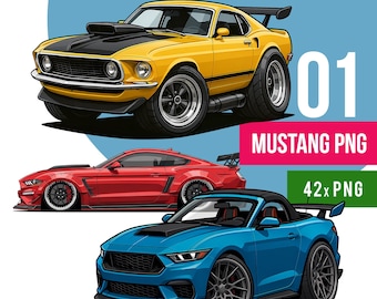 Ford Mustang clipart png, retro muscle cars, hot rod (digitale download)
