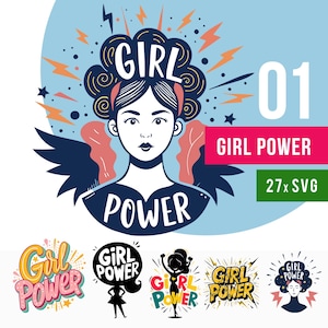 Girl Power SVG, Kunsttext, Grl Pwr, Grafik PNG Clipart, Slogan Frauen SVG-Bundle Starke Frau Silhouette, feministisches Design, weibliche Ermächtigung