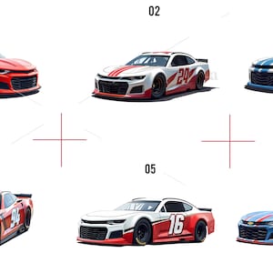 Collection of digital Nascar cliparts arranged for easy download