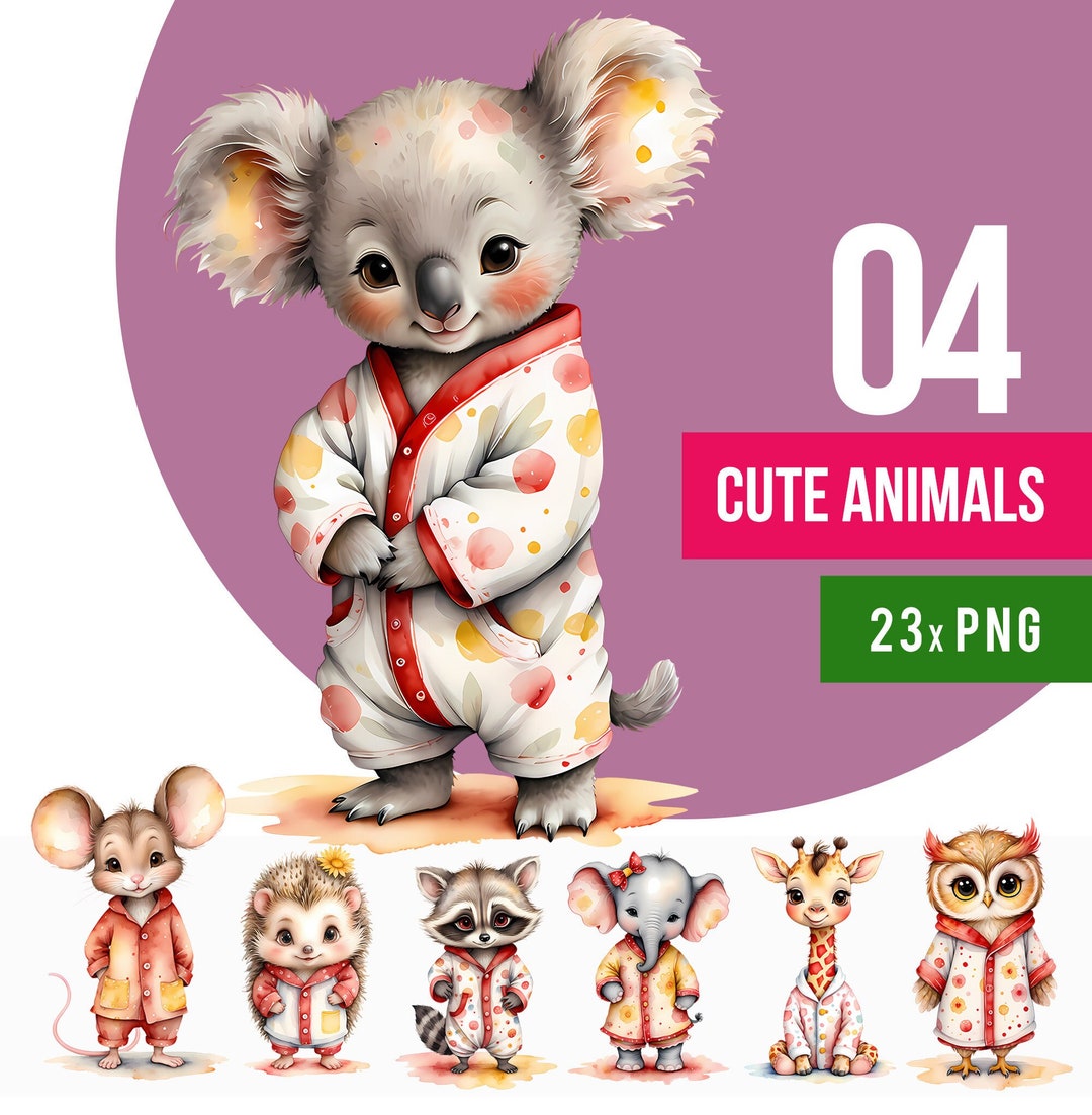 Cute Animal Clipart PNG Bundle, POD Designs (commercial Use) - Etsy