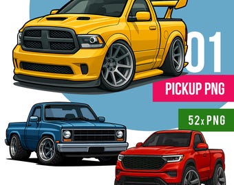 Pick-up truck clipart png-bundel, lowrider, klassieke chevy (commercieel gebruik)