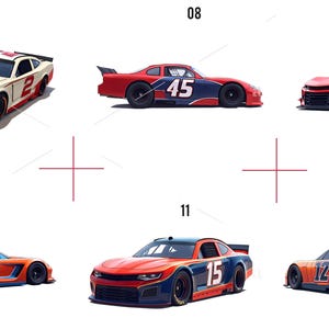 Digital artwork of speeding race car with aerodynamic details